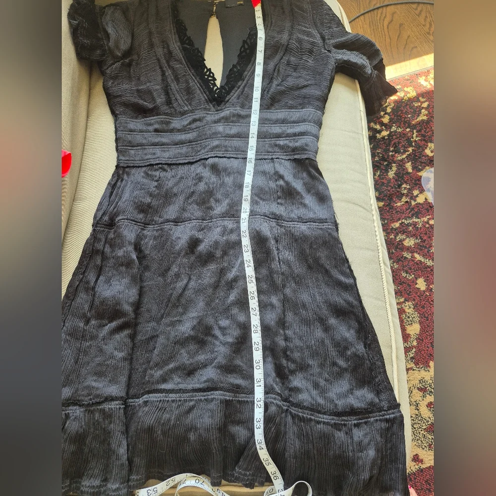 FENDI Dress Black Pleated Silk V Neck Ruffle 3/4 Sleeves RARE Italy Size 44 (8) - Picture 15 of 15